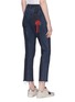 Back View - Click To Enlarge - GRLFRND - 'Monroe' rose embroidered panelled jeans