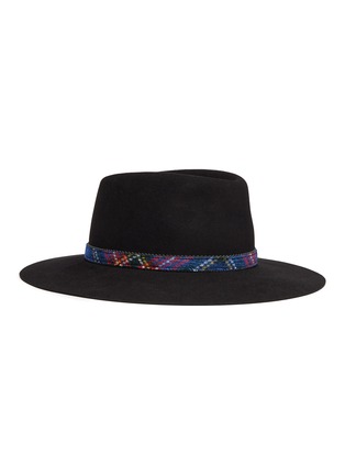 Main View - Click To Enlarge - MAISON MICHEL - 'Charles' tartan belt rabbit furfelt fedora hat