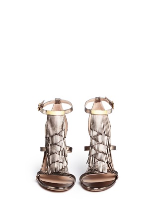 Figure View - Click To Enlarge - CHLOÉ - Fringe metallic leather sandals