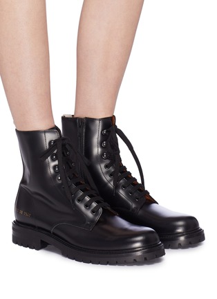 Figure View - Click To Enlarge - COMMON PROJECTS - Leather combat boots