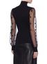 Back View - Click To Enlarge - ALEXANDER MCQUEEN - Beetle embroidered mesh sleeve rib knit turtleneck top