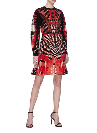 Figure View - Click To Enlarge - ALEXANDER MCQUEEN - Puff sleeve Tiger butterfly wing jacquard knit top