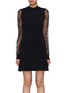 Main View - Click To Enlarge - ALEXANDER MCQUEEN - Beetle embroidered mesh sleeve rib knit dress