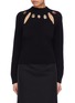 Main View - Click To Enlarge - ALEXANDER MCQUEEN - Beetle embellished collar cutout wool-cashmere sweater