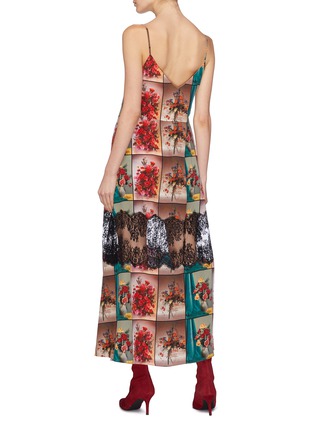 Back View - Click To Enlarge - STELLA MCCARTNEY - Lace panel floral photographic print silk camisole dress