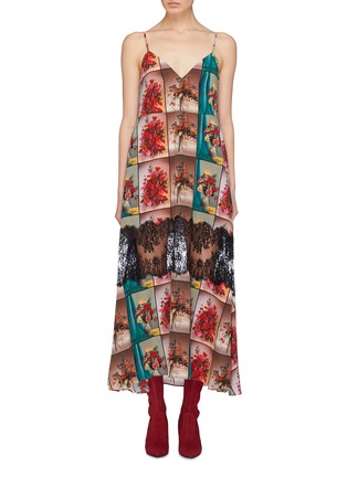 Main View - Click To Enlarge - STELLA MCCARTNEY - Lace panel floral photographic print silk camisole dress