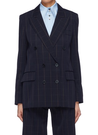 Main View - Click To Enlarge - STELLA MCCARTNEY - 'Robin' windowpane check double breasted wool blazer