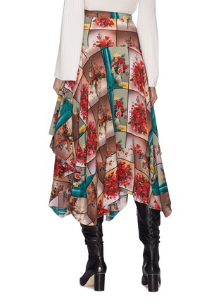 Back View - Click To Enlarge - STELLA MCCARTNEY - Floral photographic print drape silk skirt