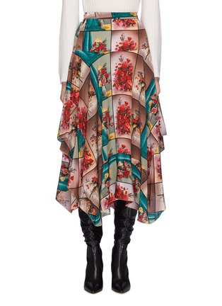 Main View - Click To Enlarge - STELLA MCCARTNEY - Floral photographic print drape silk skirt