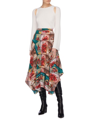 Figure View - Click To Enlarge - STELLA MCCARTNEY - Floral photographic print drape silk skirt