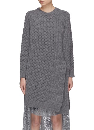 Main View - Click To Enlarge - STELLA MCCARTNEY - Asymmetric Aran knit oversized cape sweater