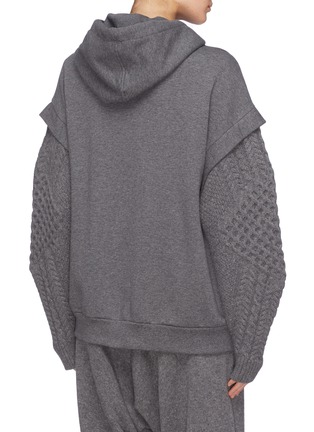Back View - Click To Enlarge - STELLA MCCARTNEY - Aran knit sleeve oversized zip hoodie
