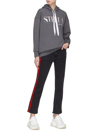 Figure View - Click To Enlarge - STELLA MCCARTNEY - Floral appliqué logo print hoodie