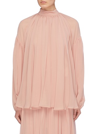 Main View - Click To Enlarge - STELLA MCCARTNEY - 'Tanya' pleated silk georgette high neck blouse