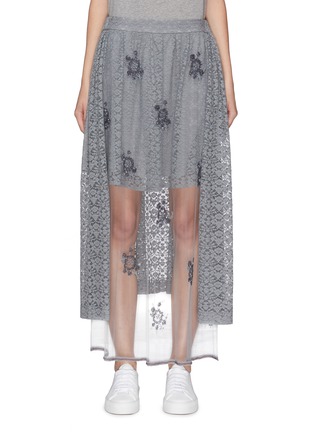 Main View - Click To Enlarge - STELLA MCCARTNEY - 'Isabella' floral embellished tulle panel lace skirt