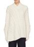 Main View - Click To Enlarge - STELLA MCCARTNEY - Asymmetric Aran knit oversized V-neck sweater