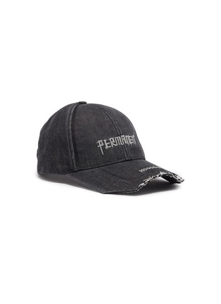 Main View - Click To Enlarge - SMFK - 'Permanent' slogan embroidered denim baseball cap