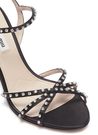 Detail View - Click To Enlarge - MIU MIU - Glass crystal satin sandals