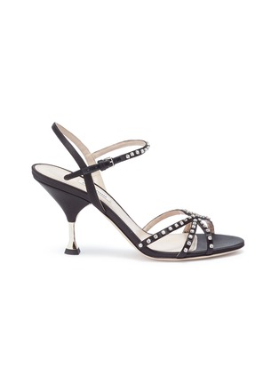 Main View - Click To Enlarge - MIU MIU - Glass crystal satin sandals