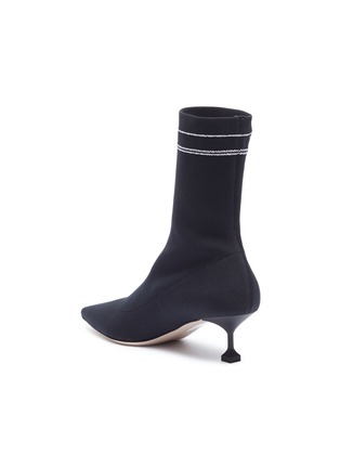 Detail View - Click To Enlarge - MIU MIU - Logo intarsia sock knit ankle boots