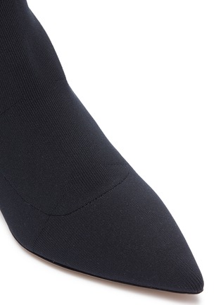Detail View - Click To Enlarge - MIU MIU - Logo intarsia sock knit ankle boots