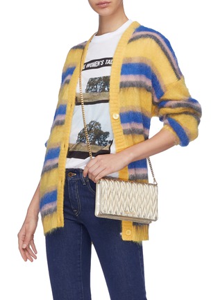 Front View - Click To Enlarge - MIU MIU - Matelassé leather Délice crossbody clutch