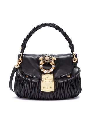 Main View - Click To Enlarge - MIU MIU - Jewelled buckle matelassé leather shoulder bag