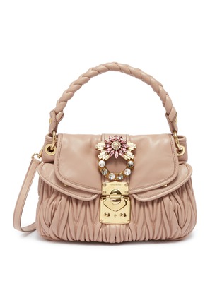 Main View - Click To Enlarge - MIU MIU - Jewelled buckle matelassé leather shoulder bag