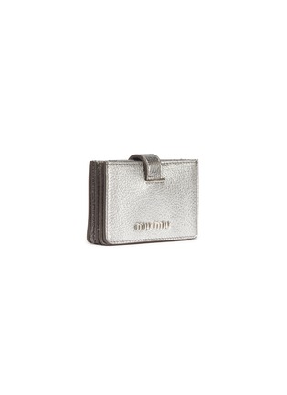 Figure View - Click To Enlarge - MIU MIU - Button tab madras leather card holder