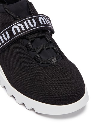 Detail View - Click To Enlarge - MIU MIU - Logo strap Lurex sneakers