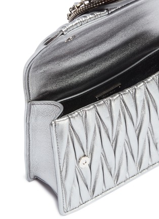 Detail View - Click To Enlarge - MIU MIU - Jewelled foral buckle matelassé leather shoulder bag
