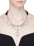 Figure View - Click To Enlarge - MIU MIU - Glass crystal faux pearl choker ribbon tie necklace