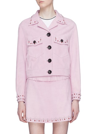 Main View - Click To Enlarge - MIU MIU - Stud suede jacket