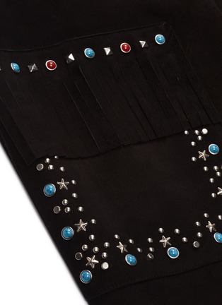 Detail View - Click To Enlarge - MIU MIU - Lace-up front stud suede dress