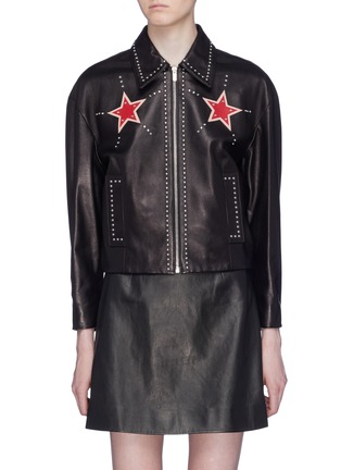 Main View - Click To Enlarge - MIU MIU - Star patch stud leather jacket