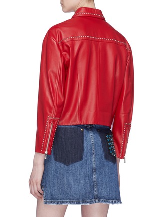 Back View - Click To Enlarge - MIU MIU - Star patch stud leather jacket