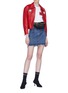 Figure View - Click To Enlarge - MIU MIU - Star patch stud leather jacket