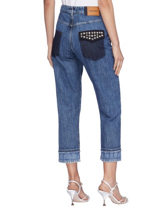 Back View - Click To Enlarge - MIU MIU - Embellished pocket denim culottes