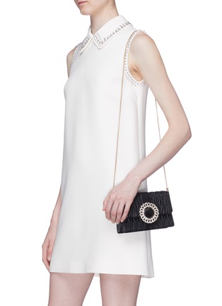 Front View - Click To Enlarge - MIU MIU - Jewelled buckle matelassé leather chain bag
