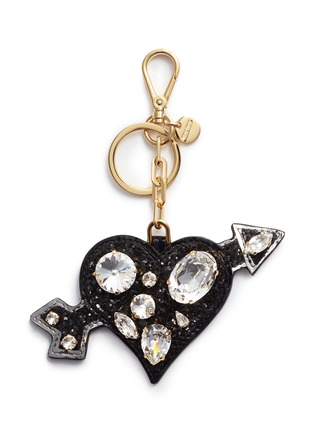 Main View - Click To Enlarge - MIU MIU - Glass crystal glitter leather arrow heart keychain