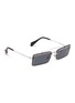 Figure View - Click To Enlarge - MIU MIU - 'Société' glitter beaded trim metal square rimless sunglasses