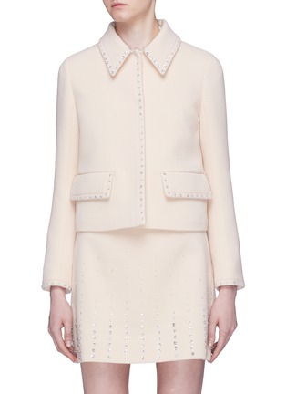 Main View - Click To Enlarge - MIU MIU - Glass crystal virgin wool jacket
