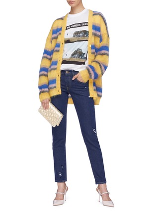 Figure View - Click To Enlarge - MIU MIU - Macramé lace trim pocket jeans