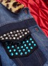  - MIU MIU - Leopard print collar embellished pocket denim jacket