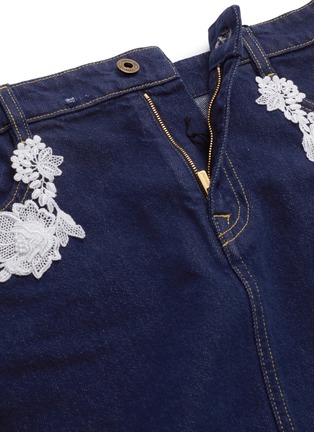  - MIU MIU - Macramé lace trim denim skirt