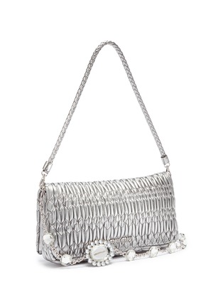 Detail View - Click To Enlarge - MIU MIU - Jewelled chain matelassé leather shoulder bag