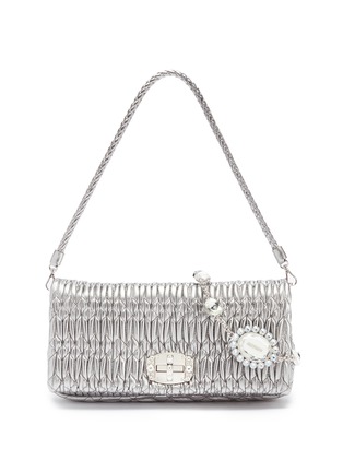 Main View - Click To Enlarge - MIU MIU - Jewelled chain matelassé leather shoulder bag