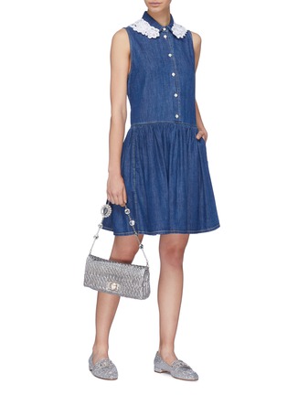 Figure View - Click To Enlarge - MIU MIU - Jewelled chain matelassé leather shoulder bag