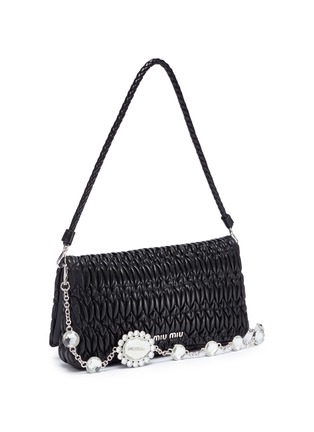 Detail View - Click To Enlarge - MIU MIU - Jewelled chain matelassé leather shoulder bag