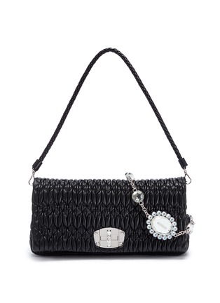 Main View - Click To Enlarge - MIU MIU - Jewelled chain matelassé leather shoulder bag